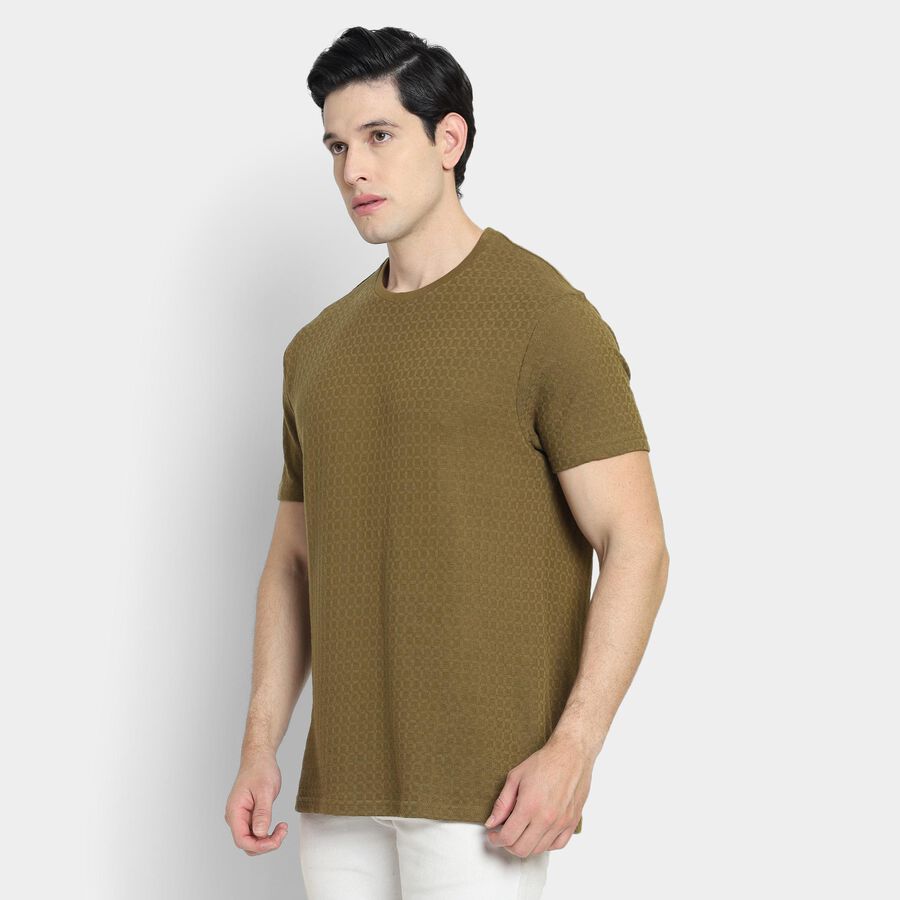 Men's Round Neck Half Sleeves T-Shirt, Brown, large image number null