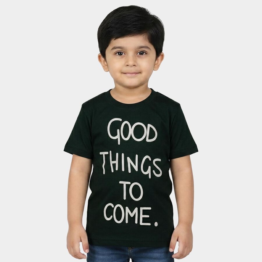 Boys' Half Sleeves T-Shirt, Dark Green, large
