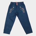 Girls Blue Straight Fit Embroidered Jeans, Mid Blue, small