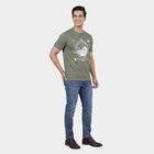 Men's Lime Green Round Neck Casual T-Shirt, Light Green, small