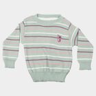 Infants Mint Green Crew Neck Striped Pullover, हल्का हरा, small
