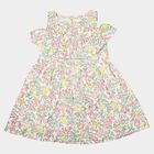 Girls' Off White Floral Printed Fit and Flare Frock, Off White, small