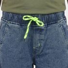 Boys Blue Cargo Jogger Fit Washed Jeans, मध्यम नीला, small