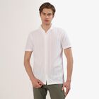 Men's White Cotton Half Sleeve Cuban Collar Casual Shirt, White, small