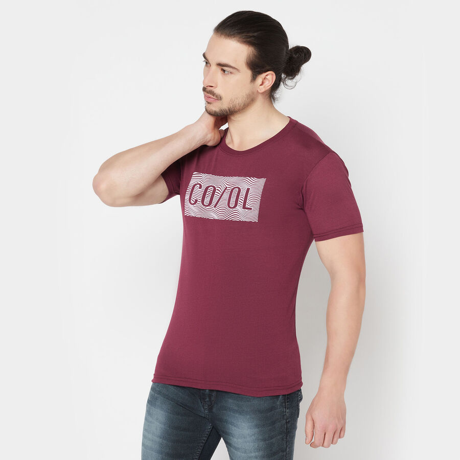राउन्ड नेक टी-शर्ट, वाइन, large image number null