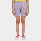 Girls' Purple Printed Elastic Waist Shorts, Lilac, small