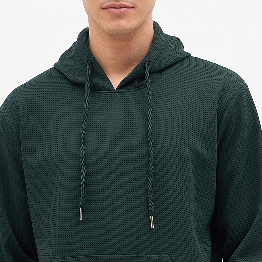 Men's Dark Forest Green Hooded Casual Sweatshirt, गहरा हरा, large image number null