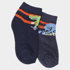 Boys' Navy Blue Regular Fit Printed Pack of 2 Socks, नेवी ब्लू, small