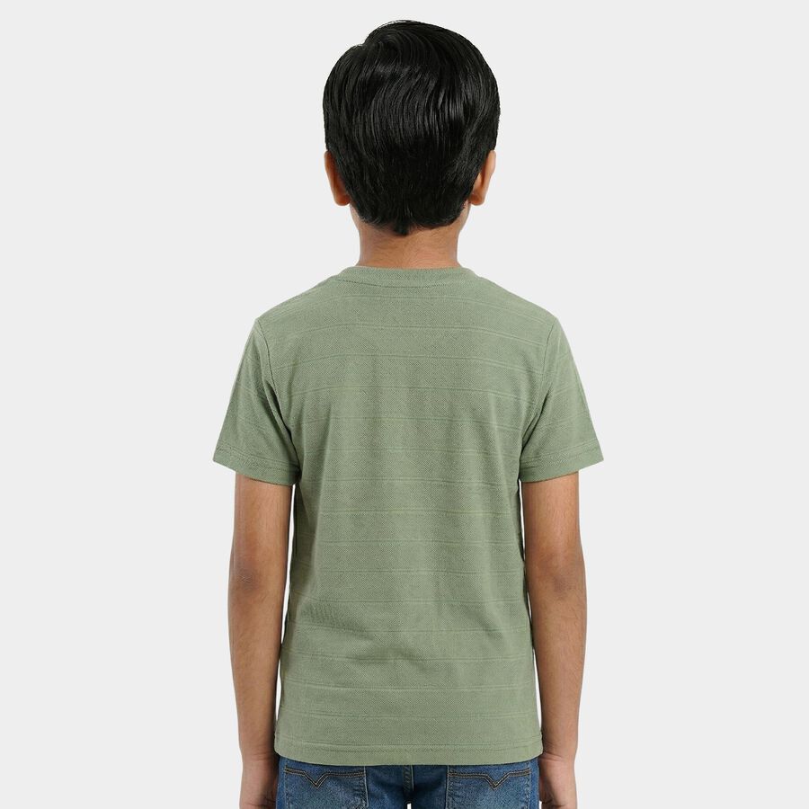 Boys Green Round Neck Casual Boys T-Shirt, हल्का हरा, large