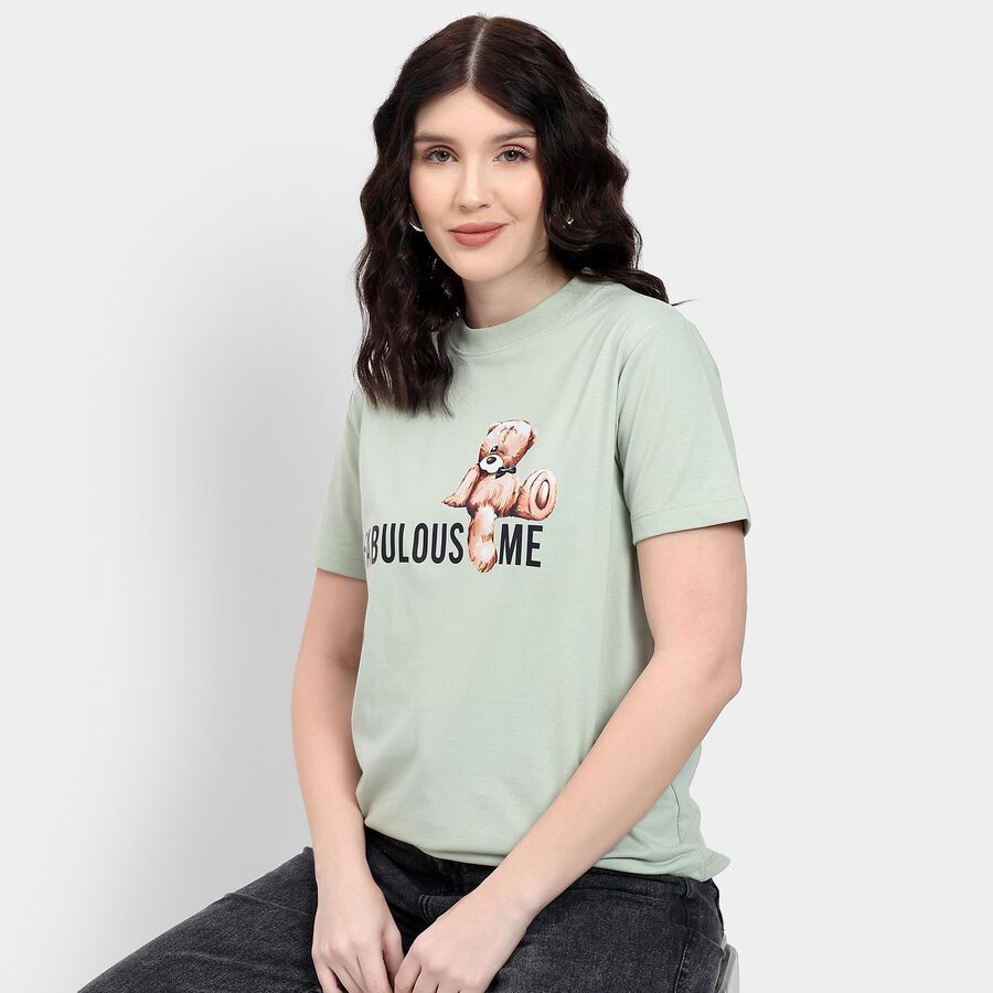 Ladies' Round Neck T-Shirt , हल्का हरा, large