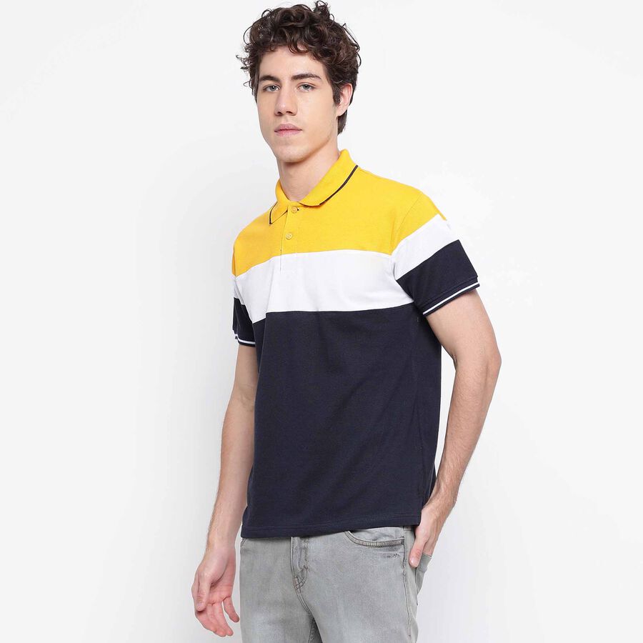 Cut & Sew Polo Shirt, Mustard, large image number null