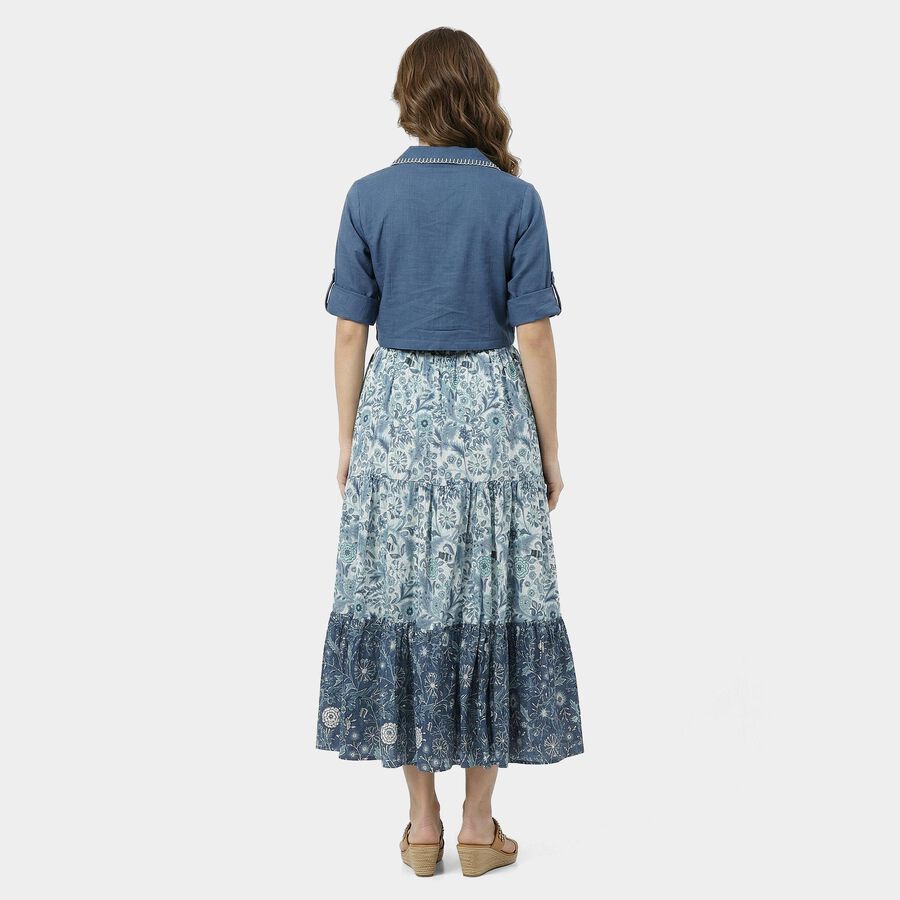 Women's Light Blue Cotton Round Neck Straight Kurta, हल्का नीला, large