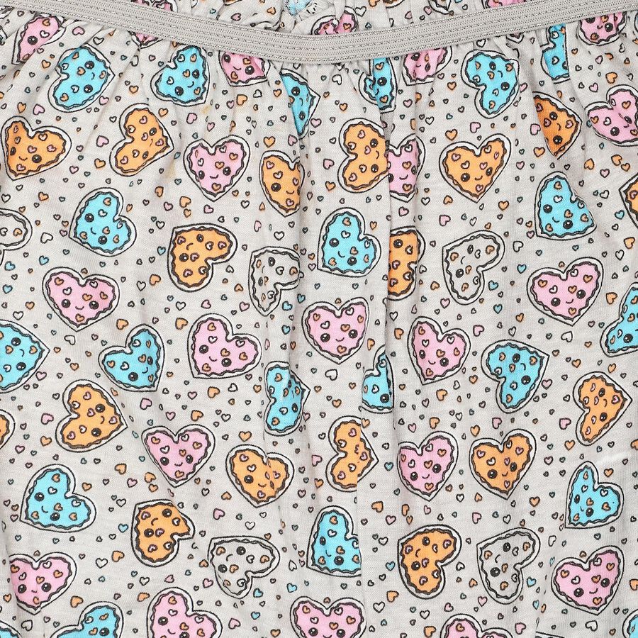 Girls Grey Regular Fit Printed Bloomer, हल्का ग्रे, large