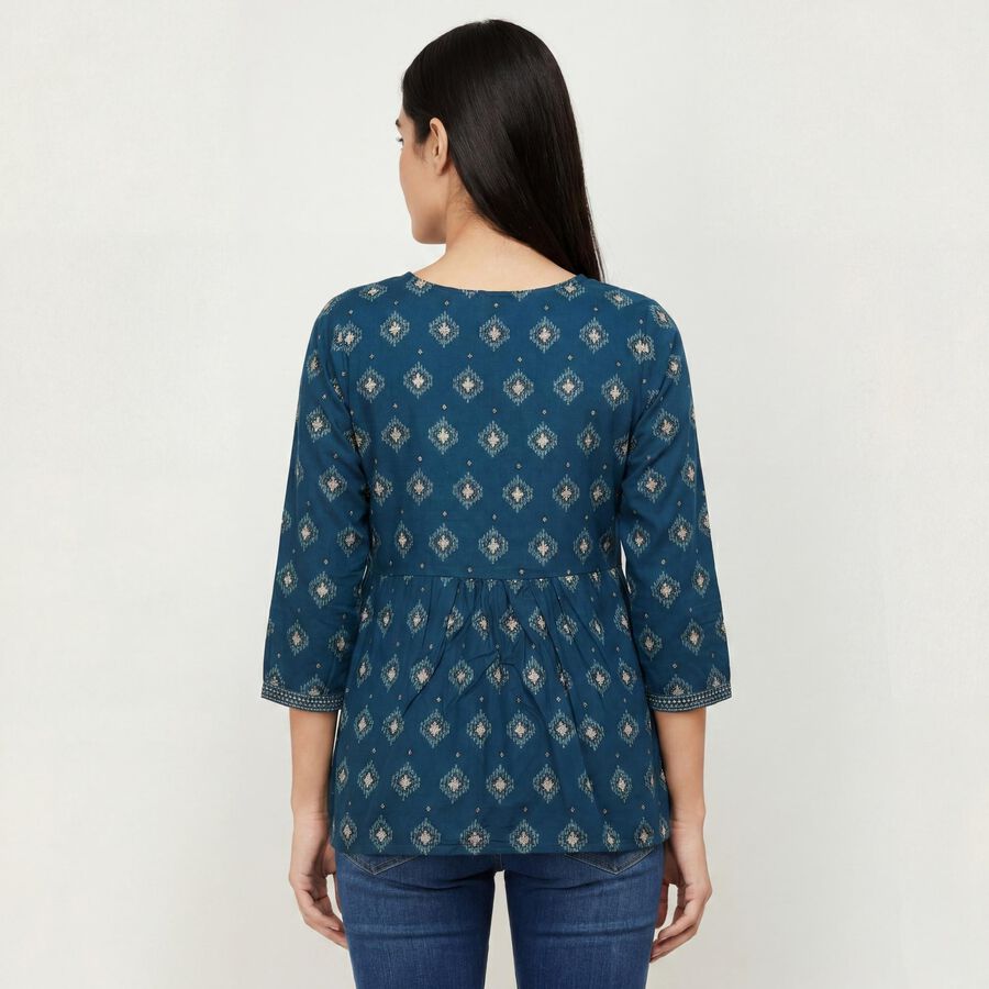 Women's Teal Blue Neck Kurti, Teal Blue, large