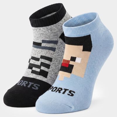 Boys' Ankle Length Pack of 2 Socks ( Grey, Blue )