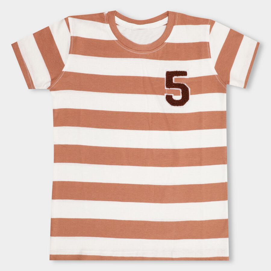 Boys' 100% Cotton Half Sleeves T-Shirt , भूरा, large image number null