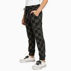 Boys' Black and Grey Checkered Jogger Trousers, काला, small image number null