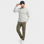 Men Grey Round Neck Regular T-Shirt, मिश्रित हल्का ग्रे, small