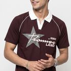 Men's Brown Polo Neck Graphic Print Polo T-Shirt, Brown, small