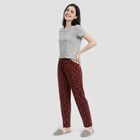 Women's Maroon Straight Fit Floral Printed Pyjama, Maroon, small