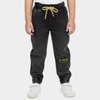 Boys Black Regular Fit Jogger Style Jeans, काला, small