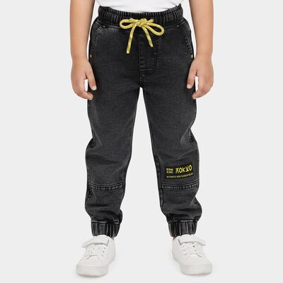 Boys Black Regular Fit Jogger Style Jeans