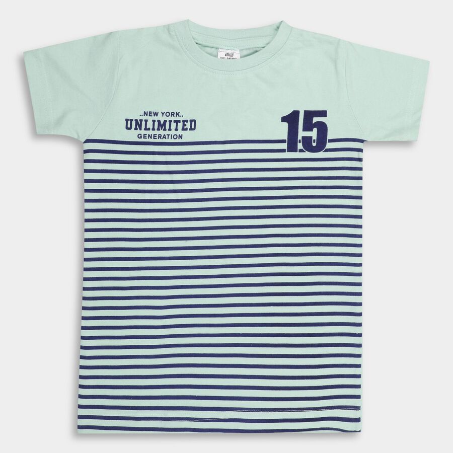 Boys' 100% Cotton Half Sleeves T-Shirt , Light Green, large image number null