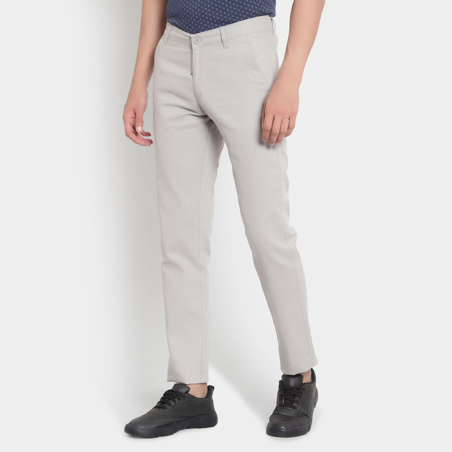 Cotton Solid Trousers, Light Grey, large image number null