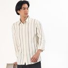Men's Light Beige Cotton Full Sleeve Classic Collar Striped Shirt, Olive, small image number null