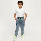 Boys' Stonewashed Blue Cargo Jogger Jeans, मध्यम नीला, small image number null