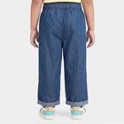 Girls Blue Wide Leg Embroidered Jeans, गहरा नीला, small