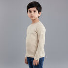 Boys Beige Cotton Blend Round Neck Casual T-Shirt, भूरा, small image number null