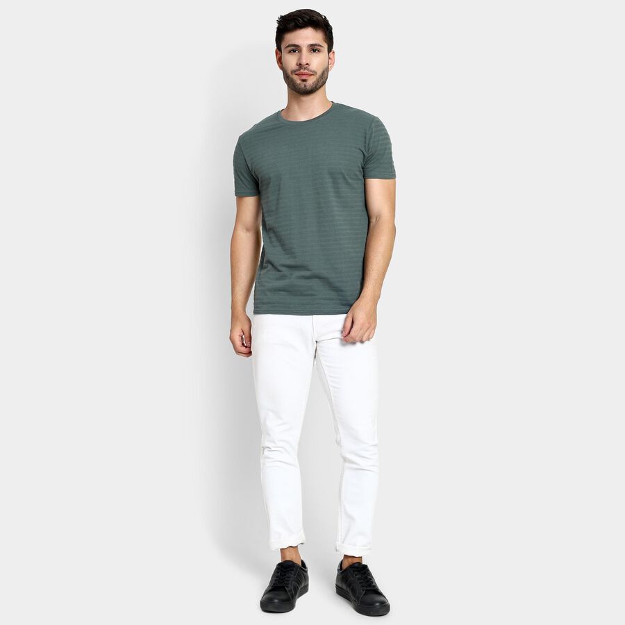 Men's Round Neck Half Sleeves T-Shirt , Dark Green, large image number null
