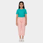 Girls Pink Straight Fit Printed Capri, गुलाबी, small