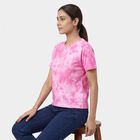 Women's Pink Cotton Round Neck Casual T-Shirt, गुलाबी, small