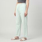 Women's Mint Green Regular Fit Printed Palazzos, Light Green, small