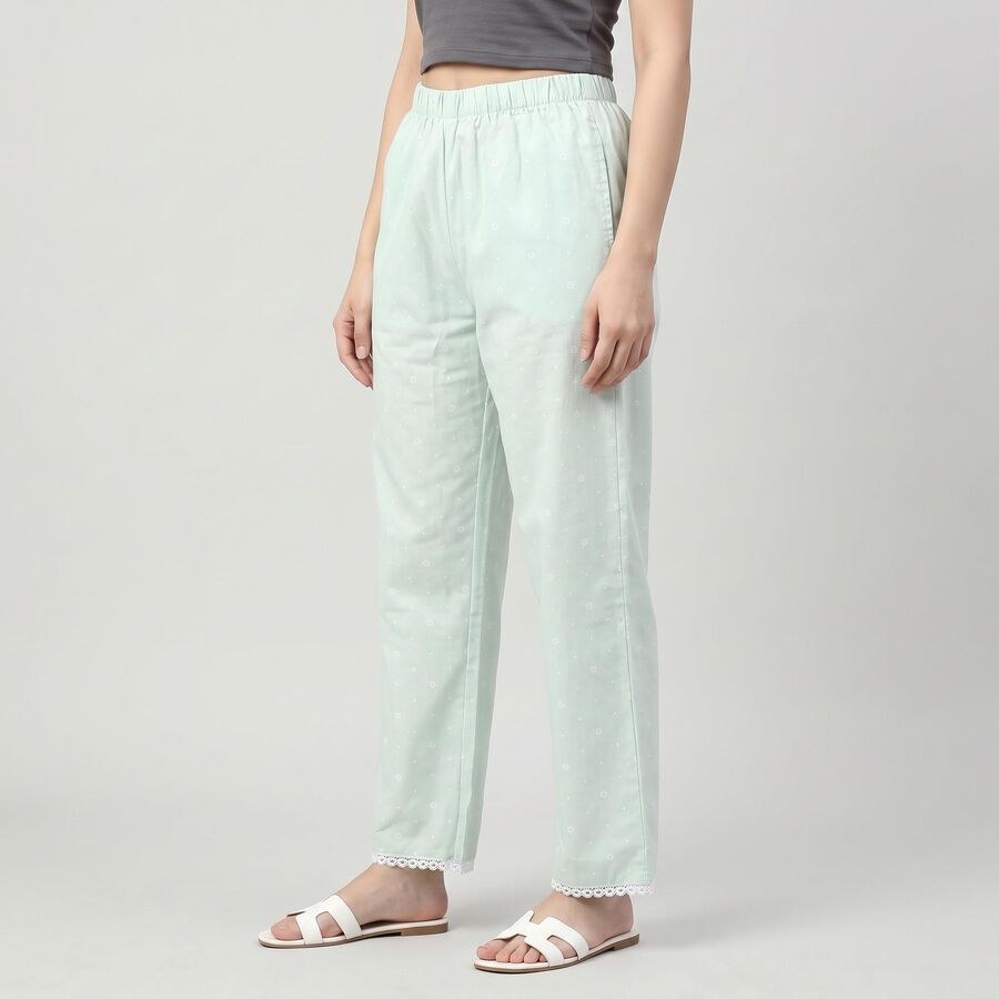 Women's Mint Green Regular Fit Printed Palazzos, Light Green, large