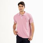 Men's Bright Pink Polo Collar Preppy T-Shirt, गुलाबी, small image number null