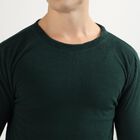 Men's Dark Forest Green Crew Neck Slim Fit Pullover, गहरा हरा, small image number null