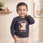 Infants' Navy Blue Round Neck Pullover Sweatshirt, Navy Blue, small