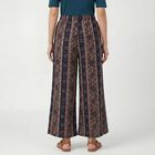 Women's Navy Blue Wide-Leg Printed Palazzos, गहरा नीला, small