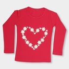 Girls' Bright Red Cotton Round Neck Casual Top, Fuchsia, small image number null