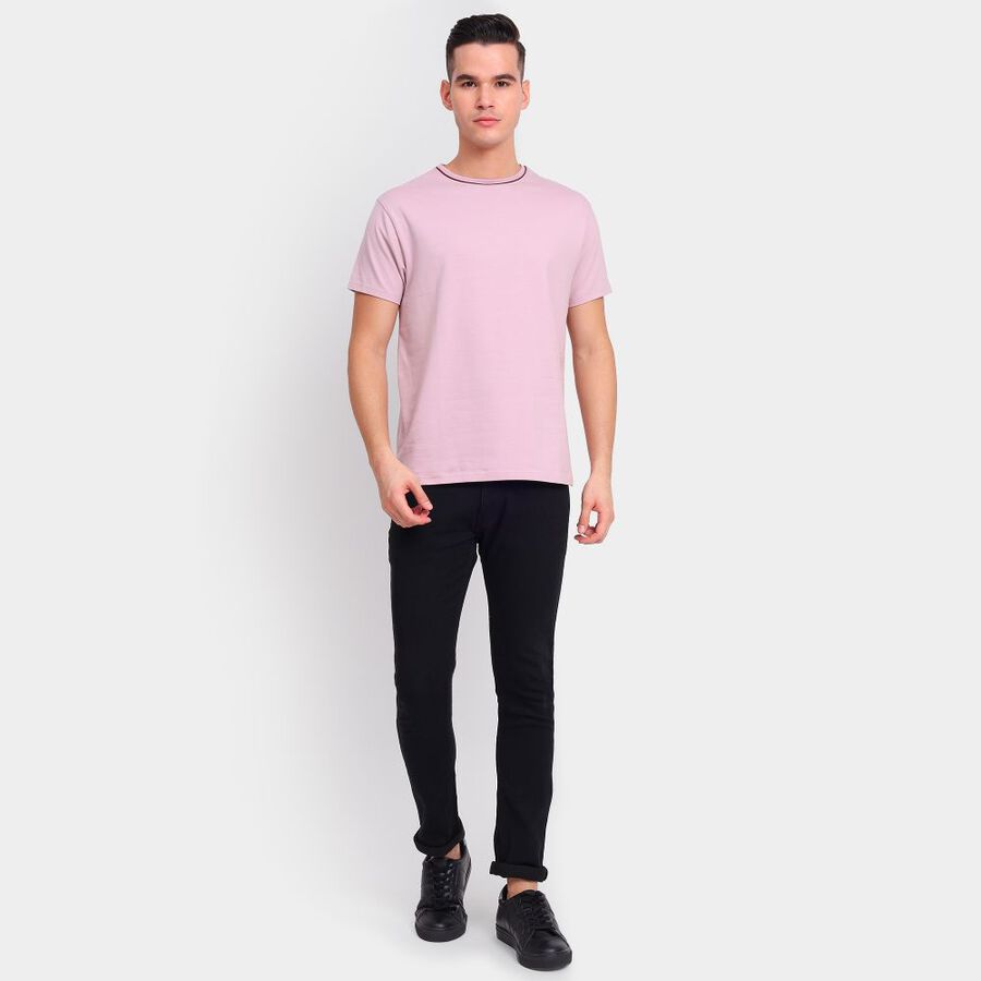 Men's Round Neck Half Sleeves T-Shirt, गुलाबी, large image number null