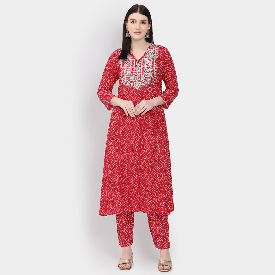 Ladies' Ethnic Set , लाल, large image number null
