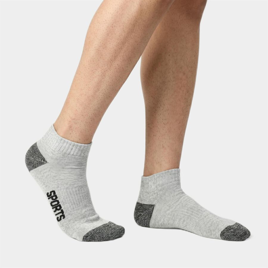 Men's Ankle Length Pack of 3 Socks ( Grey, Charcoal Black ), Charcoal, large