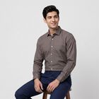 Men's Brown Formal Shirt, Brown, small