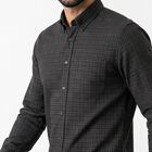 Men's Dark Grey Cotton Button-Down Collar Shirt, गहरा ग्रे, small