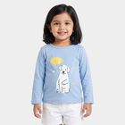 Girls' Light Blue Round Neck Regular Top, Light Blue, small