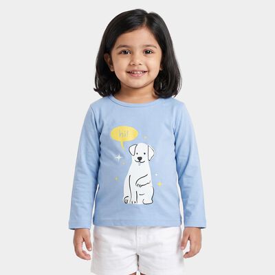Girls' Light Blue Round Neck Regular Top