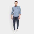 Men's 100% Cotton Casual Shirt, Mid Blue, small image number null